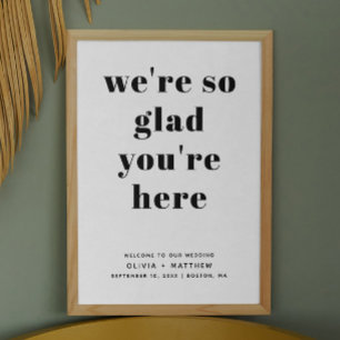 Poster Panneau de bienvenue de mariage minimaliste noir e