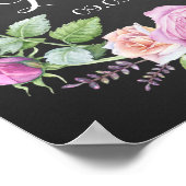 Poster Panneau de bienvenue de mariage modèle de rose flo (Coin)