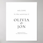 Poster Panneau de bienvenue de mariage noir et blanc impr (Devant)