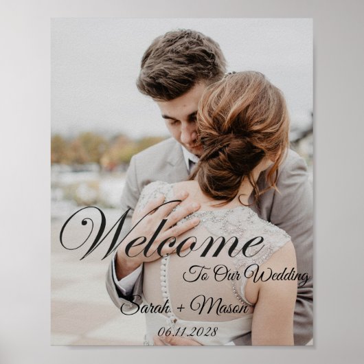 Poster Panneau de bienvenue de mariage photo élégant écri (Devant)