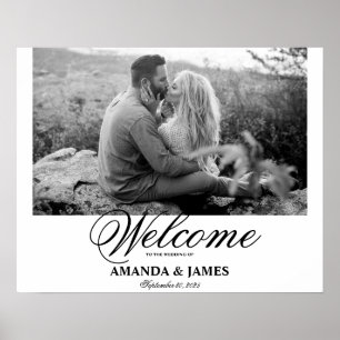 Poster Panneau de bienvenue de mariage photo romantique n