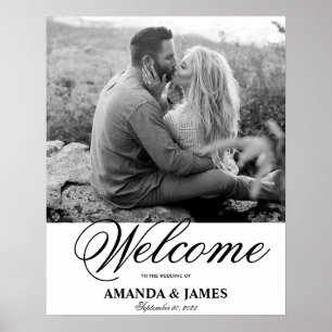 Poster Panneau de bienvenue de mariage photo romantique n