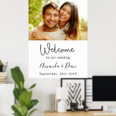 Poster Panneau de bienvenue de mariage photo script blanc (Bureau à domicile)