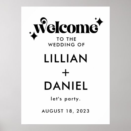 Poster Panneau de bienvenue de mariage rétro (Devant)
