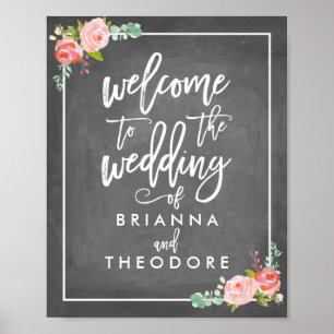Poster Panneau de bienvenue de mariage Rose