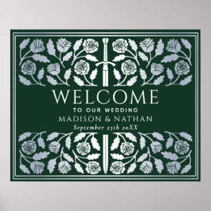 Poster Panneau de bienvenue de mariage royal avec épée ar