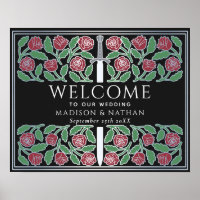 Panneau de bienvenue de mariage royal floral argen