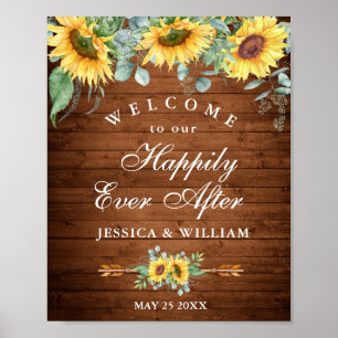 Poster Panneau de bienvenue de mariage rustique au tourne