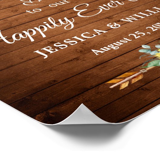 Poster Panneau de bienvenue de mariage rustique avec tour (Coin)