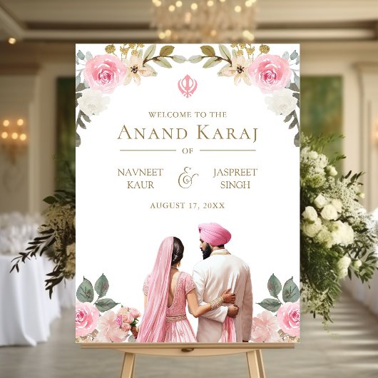 Poster Panneau de bienvenue de mariage Sikh Anand Karaj à