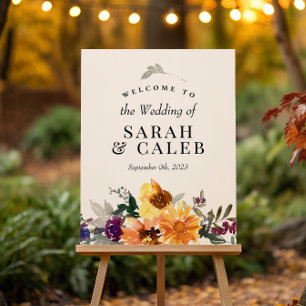 Poster Panneau de bienvenue de mariage tournesol fleur sa