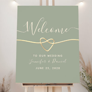 Poster Panneau de bienvenue de mariage vert sauge moderne