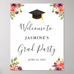Poster Panneau de bienvenue de remise de diplômes floral