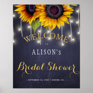 Poster Panneau de bienvenue des tournesols rustiques