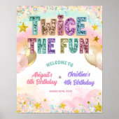 Poster Panneau de bienvenue double anniversaire pailleté  (Devant)