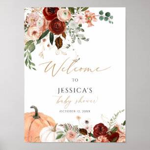 Poster Panneau de bienvenue du baby shower d'automne, pet