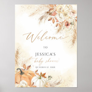 Poster Panneau de bienvenue du baby shower d'automne, pet