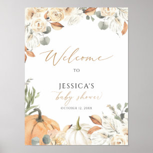 Poster Panneau de bienvenue du baby shower d'automne, pet