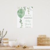 Poster Panneau de bienvenue du baby shower d'eucalyptus e (Cuisine)