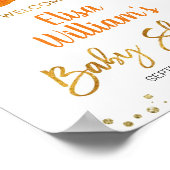 Poster Panneau de bienvenue du baby shower orange Cutie (Coin)