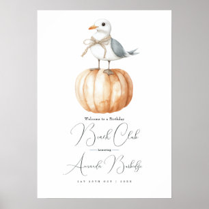 Poster Panneau de bienvenue du club de plage d'automne - 