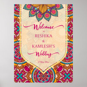Poster Panneau de bienvenue du mariage Cerise mandala ran