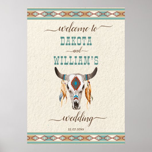 Poster Panneau de bienvenue du mariage de boho du sud-oue (Devant)