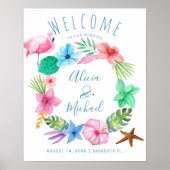 Poster Panneau de bienvenue du mariage de couronnes tropi (Devant)