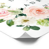 Poster Panneau de bienvenue du Mariage de fleurs rose vie (Coin)