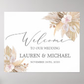 Poster Panneau de bienvenue du Mariage de gazon Pampas (Devant)