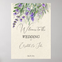 Panneau de bienvenue du mariage de lavande rustiqu
