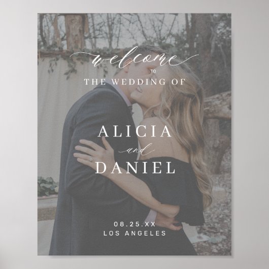 Poster Panneau de bienvenue du mariage de script élégant  (Devant)