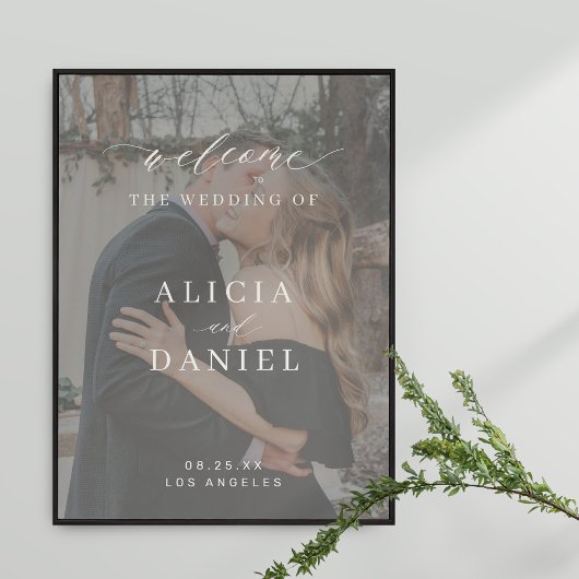 Poster Panneau de bienvenue du mariage de script élégant 