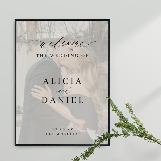 Poster Panneau de bienvenue du mariage de script élégant 