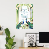 Poster Panneau de bienvenue du mariage indien Peacock jas (Bureau à domicile)