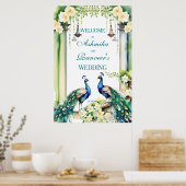 Poster Panneau de bienvenue du mariage indien Peacock jas (Cuisine)