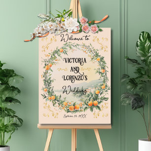 Poster Panneau de bienvenue du mariage italien côtier