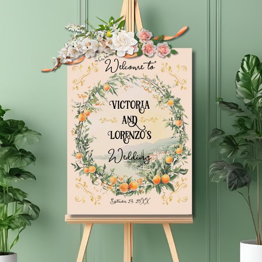 Poster Panneau de bienvenue du mariage italien côtier