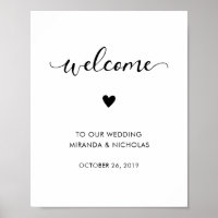 Panneau de bienvenue du mariage monochrome | poste