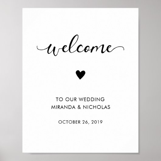 Poster Panneau de bienvenue du mariage monochrome | poste (Devant)