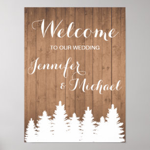 Poster Panneau de bienvenue du mariage rustique à grains