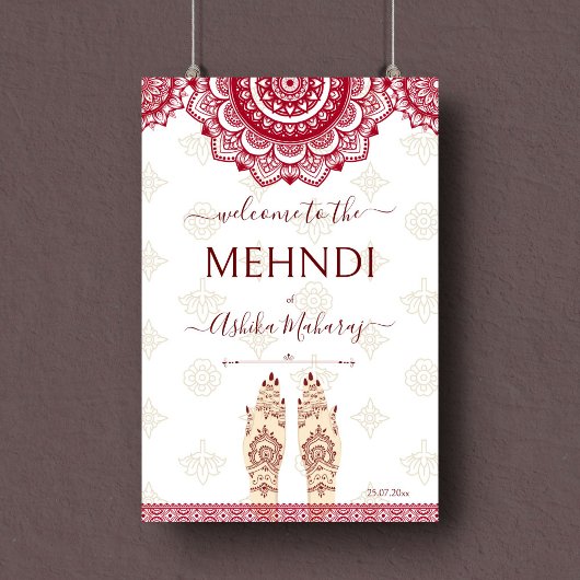 Poster Panneau de bienvenue du maroon indien Mehndi maria