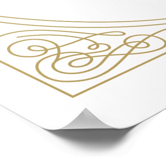 Poster Panneau de bienvenue élégant avec tourbillon doré  (Coin)