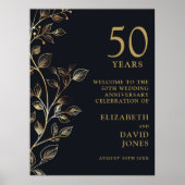 Poster Panneau de bienvenue élégant pour les 50 ans de ma (Devant)