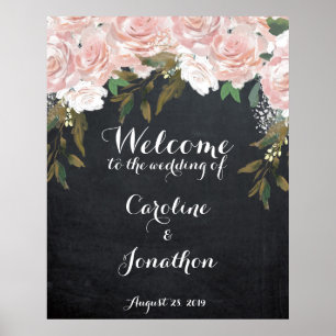 Poster Panneau de bienvenue élégant pour mariage à motif
