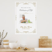 Poster Panneau de bienvenue élégant tourbillon or Funérai (Cuisine)