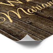 Poster Panneau de bienvenue en bois rustique pour mariage (Coin)