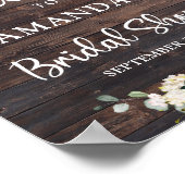 Poster Panneau de bienvenue en bois rustique verdure rose (Coin)