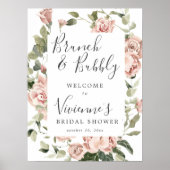Poster Panneau de bienvenue en bulles de mariage floral r (Devant)