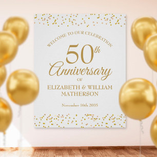 Poster Panneau de bienvenue en or pour le 50e anniversair
